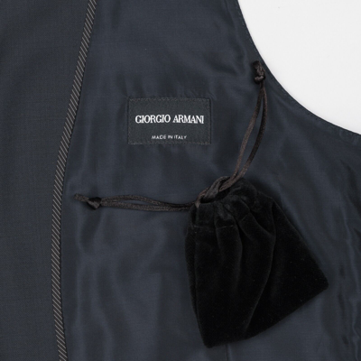 Pre-owned Giorgio Armani $1280  Black Label Vest Wool Cashmere Blue Midnight 36 Us / 46 Eu