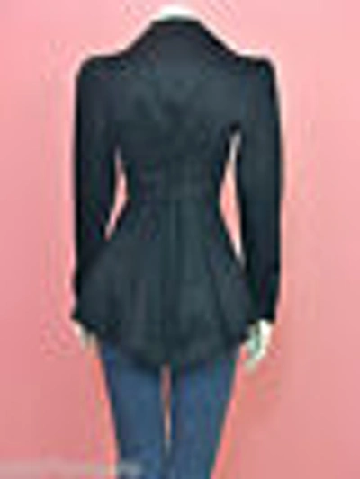 Pre-owned Betsey Johnson Black Lace Up Corset Style Peplum Jacket