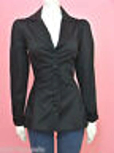 Pre-owned Betsey Johnson Black Lace Up Corset Style Peplum Jacket