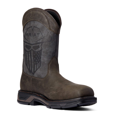 Pre-owned Ariat Men's Style No. 10038223 Workhog Xt Incognito Carbon Toe Work Boot In Brown