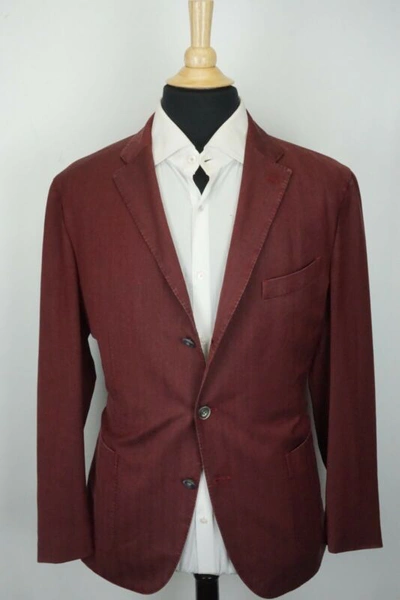 Pre-owned Boglioli K Jacket Red Lightweight Wool Unstructured Sport Coat Jacket Sz 46
