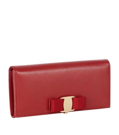 Shop Ferragamo Vara Bow Wallet In Red