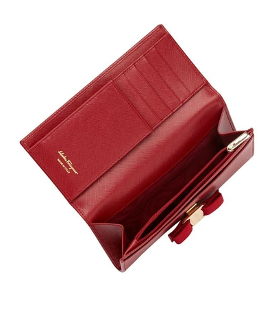 Shop Ferragamo Vara Bow Wallet In Red