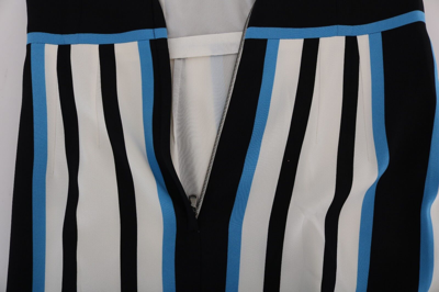 Pre-owned Dolce & Gabbana Dress Blue White Striped Silk Stretch Sheath It38 /us4 Rrp $1900 In Multicolor