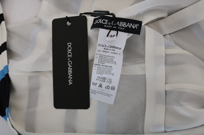Pre-owned Dolce & Gabbana Dress Blue White Striped Silk Stretch Sheath It38 /us4 Rrp $1900 In Multicolor
