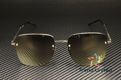 Pre-owned Saint Laurent Sl 312 M 006 58 Rectangular Gold Lt Brown 58 Mm Women's Sunglasses