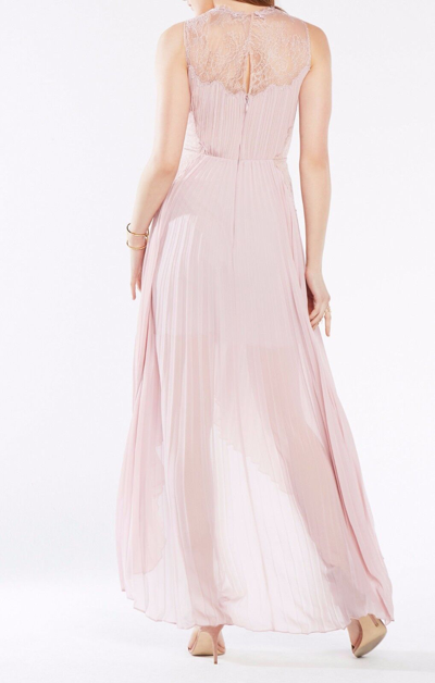 Pre-owned Bcbgmaxazria Lavender Angelea Pleated High Low Dress Jgk63h81/l432a Size 10 In Purple