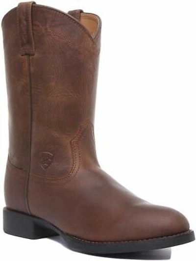 Pre-owned Ariat Heritage Roper Mid Cafl Pull On Western Boot In Brown Size Us 5 - 10