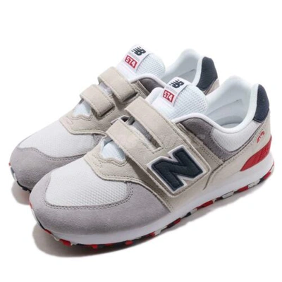 Pre-owned New Balance Balance 574 W Wide Nb Grey Navy White Red Kids  Preschool Shoes Yv574ujd-w | ModeSens