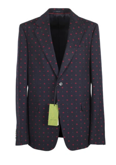 Pre-owned Gucci Blue Red Gg Signature Suit Size 50 It / 40r U.s. With Tags