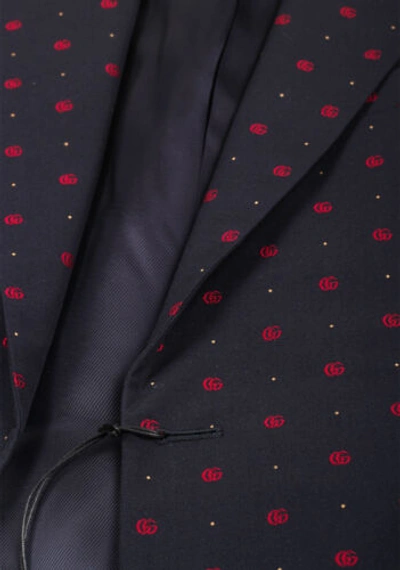 Pre-owned Gucci Blue Red Gg Signature Suit Size 50 It / 40r U.s. With Tags