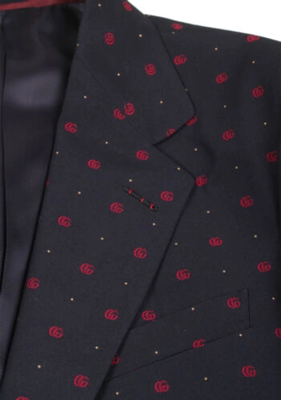 Pre-owned Gucci Blue Red Gg Signature Suit Size 50 It / 40r U.s.
