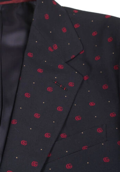 Pre-owned Gucci Blue Red Gg Signature Suit Size 50 It / 40r U.s. With Tags