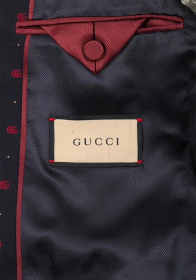 Pre-owned Gucci Blue Red Gg Signature Suit Size 50 It / 40r U.s.