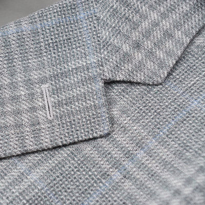 Pre-owned Canali Gray-green Layered Check Linen And Wool Sport Coat 40r (eu 50)