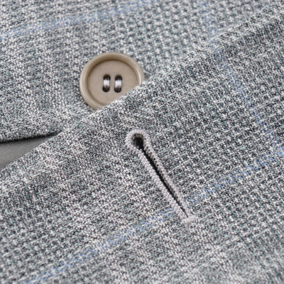 Pre-owned Canali Gray-green Layered Check Linen And Wool Sport Coat 40r (eu 50)