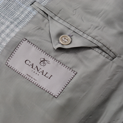 Pre-owned Canali Gray-green Layered Check Linen And Wool Sport Coat 40r (eu 50)