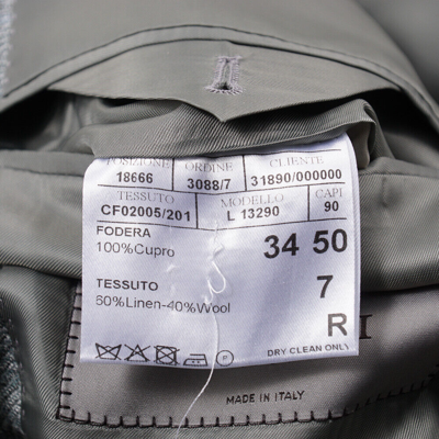 Pre-owned Canali Gray-green Layered Check Linen And Wool Sport Coat 40r (eu 50)
