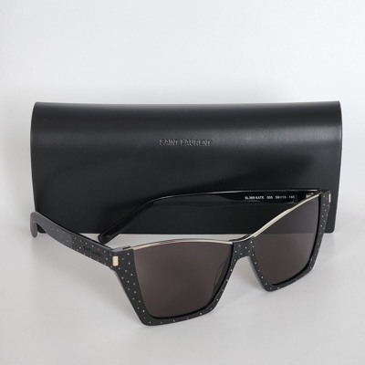 Pre-owned Saint Laurent ? Sl 369 Kate 005 Black Square Women's 58 Mm Sunglasses