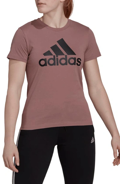 Shop Adidas Originals Logo Print Cotton T-shirt In Wonder Oxide/ Black