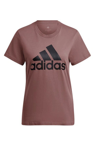 Shop Adidas Originals Logo Print Cotton T-shirt In Wonder Oxide/ Black