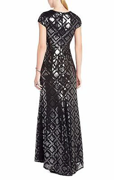 Pre-owned Bcbgmaxazria Black Combo Skylah Sequined Evening Gown Wjb6u817/l402a Size 4