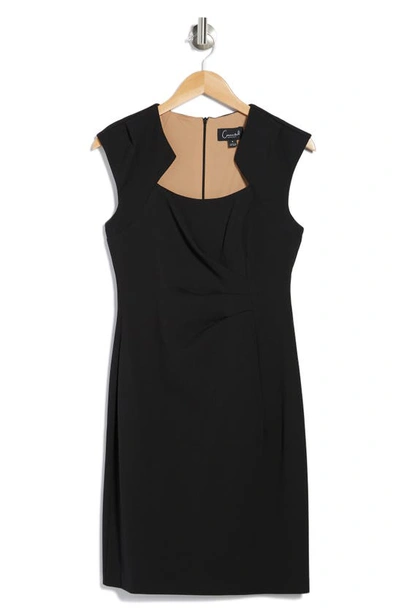 Shop Connected Apparel Cut-out Neck Mini Dress In Black/ Gold