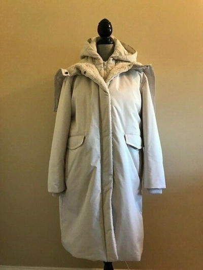 Pre-owned Vince Mixed Media Puffer Coat Size Medium In Off White