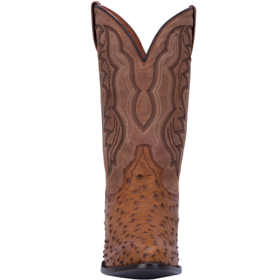 Pre-owned Dan Post Tempe Full Quill Ostrich Boots Dp2323 All Sizes - In Saddle Brown/chocolate