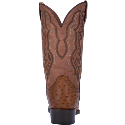 Pre-owned Dan Post Tempe Full Quill Ostrich Boots Dp2323 All Sizes - In Saddle Brown/chocolate