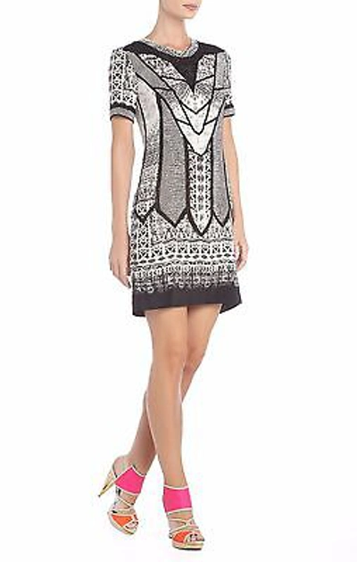 Pre-owned Bcbgmaxazria Runway Kidd Deco Silk Lace Dress Lkg6w025/m840a Size Xxs In Black
