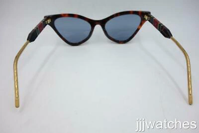 Pre-owned Gucci Women Cat-eye Havana Sunglasses Blue Lens Gg0597s 002 $565