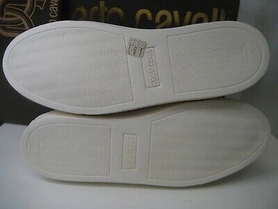 Pre-owned Roberto Cavalli Us 11 Eu 44 Lace White Gray Suede Leather Sneakers Shoes Box In White/gray