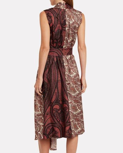 Pre-owned Adam Lippes Paisley Sleeveless Silk Dress Size 8 In Multicolor