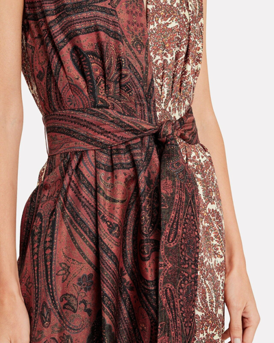 Pre-owned Adam Lippes Paisley Sleeveless Silk Dress Size 8 In Multicolor