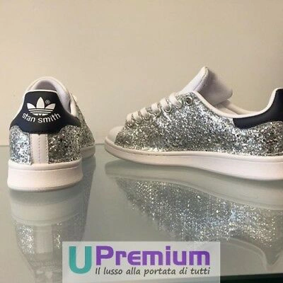 Pre-owned Adidas Originals Adidas Stan Smith Silver Blue Glitter [product  Custom Made] Shoes Origina | ModeSens