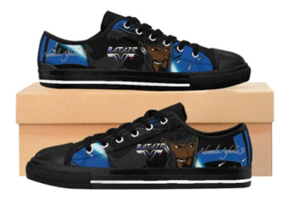 Pre-owned Handmade Batazr Footwear Mens/boys Custom Low And High Tops In Blue
