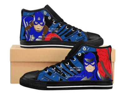 Pre-owned Handmade Batazr Footwear Mens/boys Custom Low And High Tops In Blue