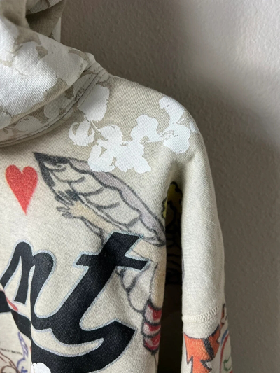 Pre-owned Saint Michael Denim Tears Cotton Wreath Graffiti Hoodie In Blue