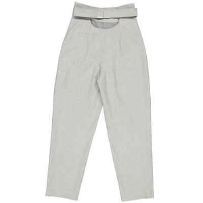 Pre-owned Burberry Ladies Heather Melange Cutout Detail Wool Tailored Trousers, Brand Size In Check Description