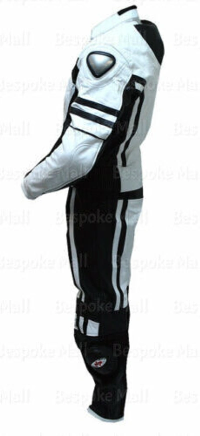 Pre-owned Handmade Men's Motorcycle Racing Real Cowhide Leather Speed Hump Safety Pads Suit-532 In Multicolor