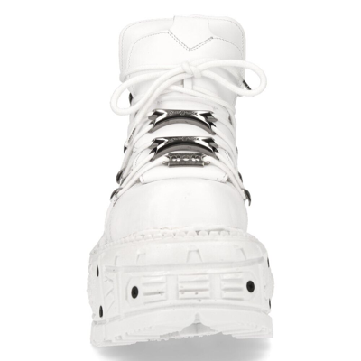 Pre-owned New Rock Rock Boots M-tank106-c1 Unisex White 100% Leather Goth Platform Punk