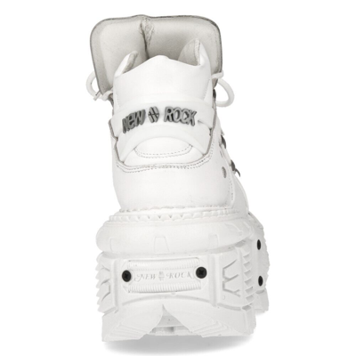 Pre-owned New Rock Rock Boots M-tank106-c1 Unisex White 100% Leather Goth Platform Punk