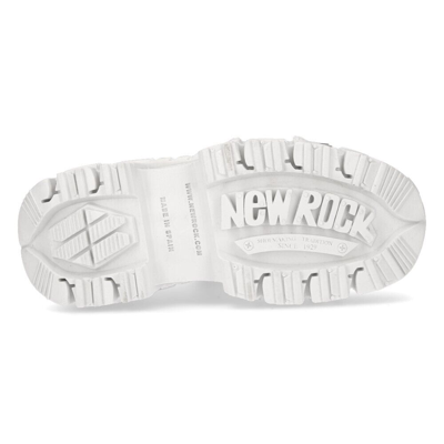 Pre-owned New Rock Rock Boots M-tank106-c1 Unisex White 100% Leather Goth Platform Punk