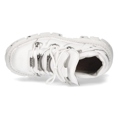 Pre-owned New Rock Rock Boots M-tank106-c1 Unisex White 100% Leather Goth Platform Punk