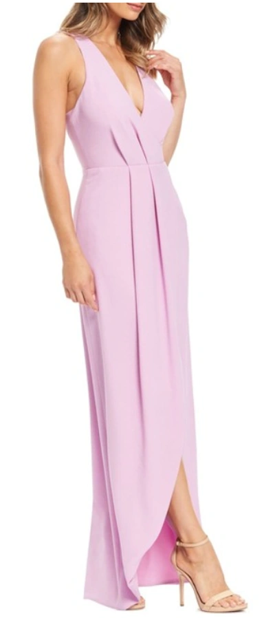 Pre-owned The Population Dress  - Alluring Ariel Evening Gown Dress - Lavender - Size Large In Purple