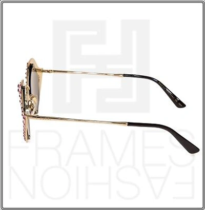 Pre-owned Gucci Crystal Lips Stud 0046 Gold Pink Silver Mirrored Metal Sunglasses Gg4287s