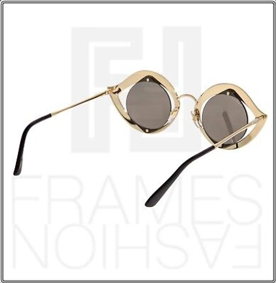 Pre-owned Gucci Crystal Lips Stud 0046 Gold Pink Silver Mirrored Metal Sunglasses Gg4287s