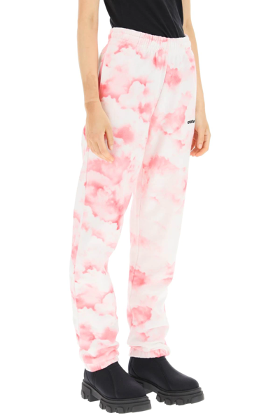 Shop Rotate Birger Christensen Mimi Printed Cotton Sweatpants In White,pink