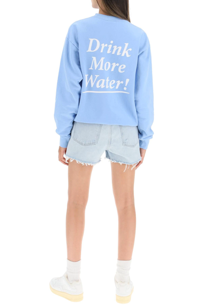 Shop Sporty And Rich Drink More Water Sweatshirt In Light Blue